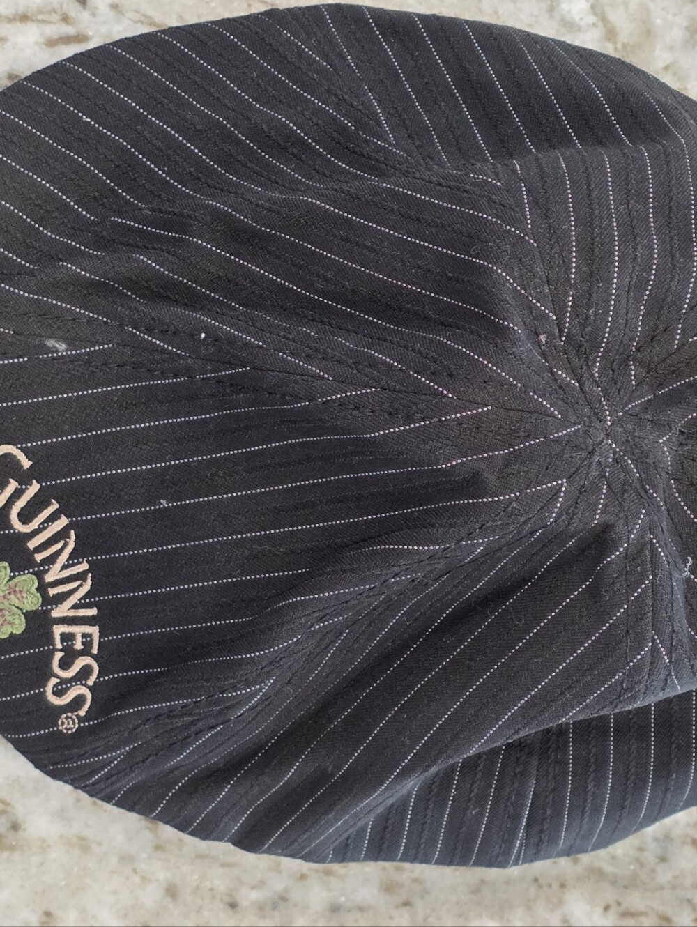 Guinness Pinstripe Ivy Newsboy Cap Features Embroidered Shamrock & Logo 1759